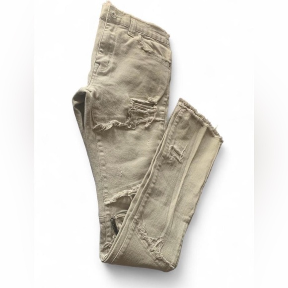 Kloud9 cream rip and stacked jeans size 30x34 grunge slim fit pants men tall - Picture 1 of 9